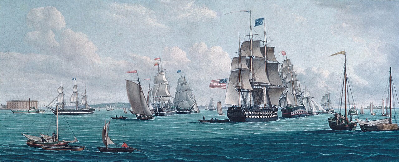 Painting of the U.S. Ship Franklin in the Bay of New York